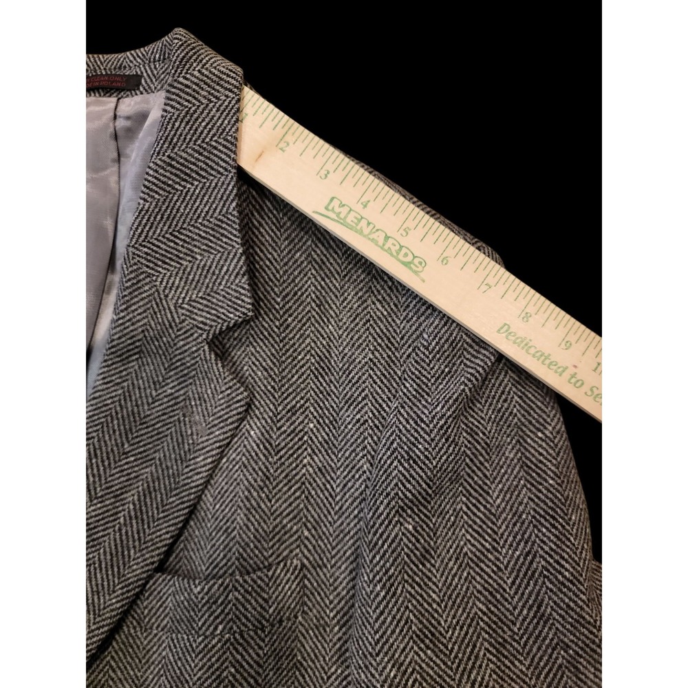 Vintage English Manor Wool Tweed Blazer Mens 44R Gray 2 Button Sport Coat Jacket - Picture 12 of 14